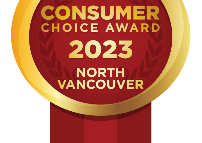 Red logo of the Consumer Choice Award won by Vancouver Property Management VPM Group RE/MAX for Best Property Management Company, 2022-2024