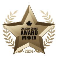 Gold star-shaped trophy awarded to Vancouver Property Management VPM Group RE/MAX as the Best Property Management Company in 2024 by the Canadian Choice Awards